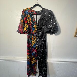 Nasty Gal Black and Multicolor Asymmetrical Dress